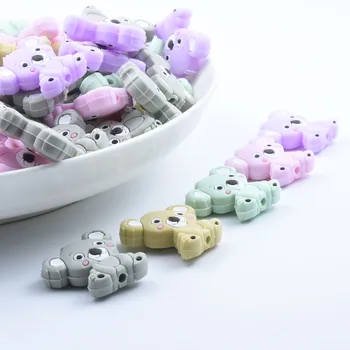 10 vnt Kūdikių Teether Maisto kokybės Silikono Koala Mini Granulių BPA Free Baby Kramtyti Žaislas Žindukas Grandinės Slaugos Karoliai Padaryti