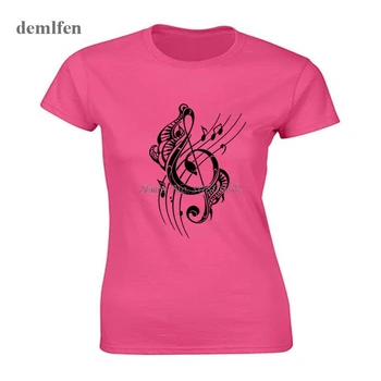 Prekės Atspausdintas Trumpas Rankovės Marškinėliai Aukštos Kokybės Mados ir Muzikos natų T-shirt Moterims, Atsitiktinis Medvilnės Tees