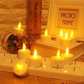 4/6/12pcs LED Žvakė Įkrauti Flameless Arbata Šviesos Žvakės elektros waxless romantiška vestuvių vakarienė šalis žvakė apdaila