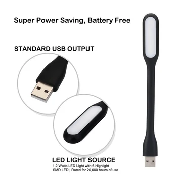 BRELONG Mini USB Naktį Šviesos diodų (LED Lanksti Skaityti Stalo Lempos Mobiliųjų Galios Nešiojamas Adapteris 1.2 W 5V