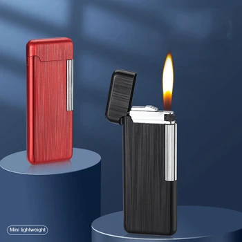 Ultra Plonas Metalinis Mini Lengvesni Dujų Degiklio Cigarečių Žiebtuvėliai Neįprastas Akmenėlius Sideslip Cigarų Rūkymo Reikmenys prietaisai Vyrams