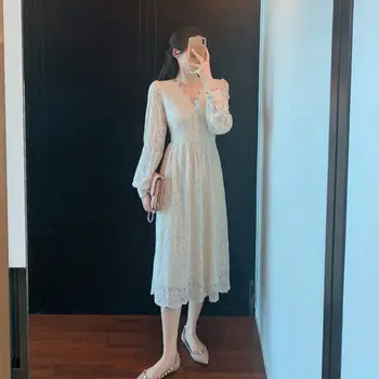 Kietojo Elegantiškas Pasakų Suknelė Moterims Prancūzų Nėriniai Dizaineris Midi Suknelė Moterų Office Lady Japonų Stiliaus Korėjiečių Šalis Suknelė Moterims 2021