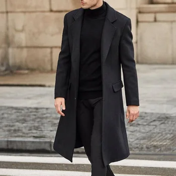 Žiemą Vyrai Vilnoniai Paltai Kietas ilgomis Rankovėmis, Švarkeliai, Vilnos Vyrų Paltai Streetwear Mados Ilgos Tranšėjos Viršutiniai drabužiai 2021 Plius dydis