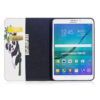Naujas Mados spausdinti mielas panda & pelėda odinis dėklas, skirtas Samsung Galaxy Tab S2 8.0 T710 T713 T715 T719 stovėti piniginės minkštas viršelis atveju