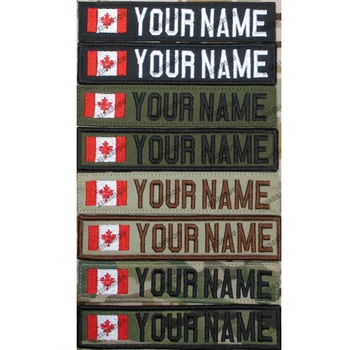 Siuvinėjimo custom patch Kanados Vėliava Užsakymą Pasirinktinį Pavadinimą juostos pleistras Kablys ir kilpa Multicam Žalia ACU Black AS FG Tan