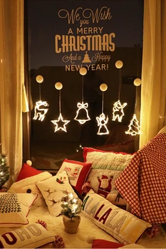 Styginių žibintai LED žiburiai Kalėdų 8LED siurbtukas žibintai Patalpų kambario langų dekoravimo Kalėdų eglutė įrengimas šviesos 1pcs