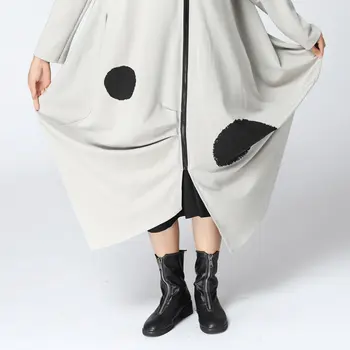 XITAO Nereguliarus Dot Midi Suknelė Moterims Korėja Mados, Naujo Dizaino Kišenėje Wild Joker Ilgai Paspauskite Spalvų Kratinys 2019 M. Rudenį KY708