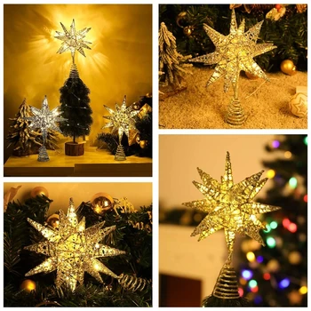 Kalėdų eglutė led star medžio topper baterijomis, treetop apdailos kabinti apdailos kalėdų ornamentu matmenų topper