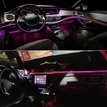Automobilių Atmosfera Žibintai Vielos Juostos Šviesos RGB Kelių Rūšių App Garso Valdymo Auto Interjero Dekoratyvinis Aplinkos Neoninės Lempos