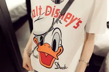 Disney marškinėliai Moterims Animacinių filmų ančiukas Donaldas Balta 2020 Metų Vasaros Mados korėjos Stiliaus Moterų marškinėliai Harajuku Grafinis Lady Marškinėlius