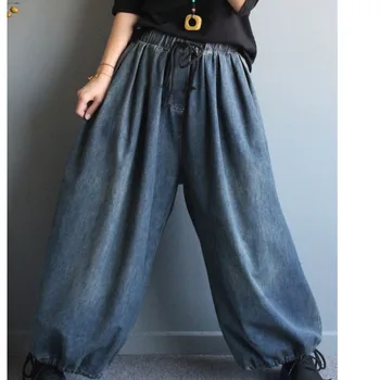 Platus Kojų Džinsus Aukštu Juosmeniu Džinsai Krovinių Kelnės Atsitiktinis vientisa spalva Vintage Kaubojus Kelnės Moterų Plius Dydis Streetwear Baggy Jeans