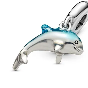 2020 metų Vasaros, Nauja 925 Kibirkščiuojantis Delfinų Tabaluoti Žavesio Karoliukai tinka Originalios 3mm, Apyrankės Moterims 