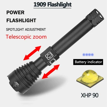 Litwod led žibintuvėlis XHP90 Žibintuvėlis galia 26650 18650 baterija, galingas Taktinis Flash šviesos fakelas, lauko medžioklės šviesos