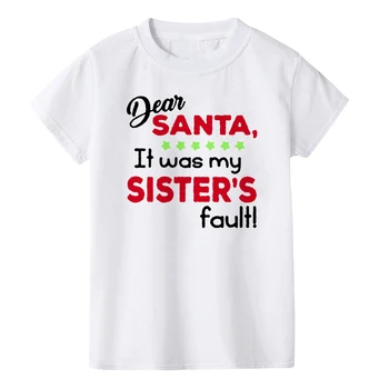 Dear Santa, Tai Buvo Mano Brolis/sesuo Kaltė, Juokingi Vaikai Kalėdų Marškinėliai trumpomis Rankovėmis Laiškai Spausdinami broliai ir Seserys Atitikimo marškinėliai