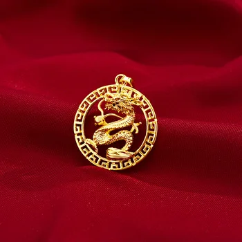 14K aukso Pakabutis už Grandinės Karoliai Turas Zodiako ženklas Kabo Dragon Modelio moteriški Karoliai, Pakabukas be Grandinės Birhtday Dovana Vyras