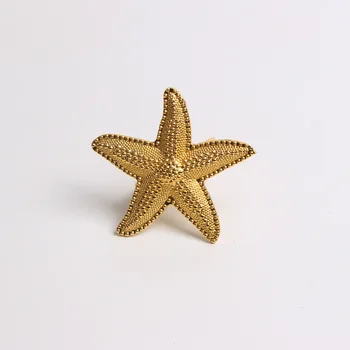 6pcs Metalų dengimo aukso jūrų serijos žvaigždė servetėlių žiedas vestuvių vystymo sagtis popierinio rankšluosčio laikiklis