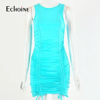 Echoine vasaros bodycon mini suknelė moterų 2020 m. rankovių bangdage trumpą aprangą seksualus klubas šalies drabužių moterų elegantiškas slim fit