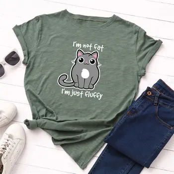 Moterų marškinėliai 2019 Naujas Harajuku Lovely Cat Print 