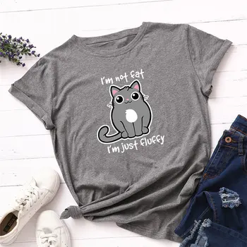 Moterų marškinėliai 2019 Naujas Harajuku Lovely Cat Print 