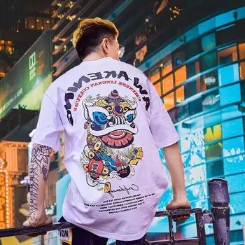Kūrybos Vyrų T-shirt Ypatingas Tradicinis Japonų, Kinų Stiliaus Spausdinti Medvilnės O-kaklo Prarasti Hip-Hop Vasaros Priežastinis Trumpas Rankovės Viršų