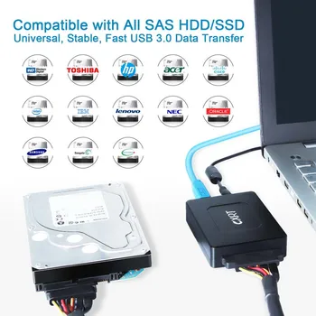 SAS Drive USB 3.0 Adapteris Keitiklis Kabelis Universalus SAS Skaitytojui Rašytojas Serverio HDD SSD 2.5
