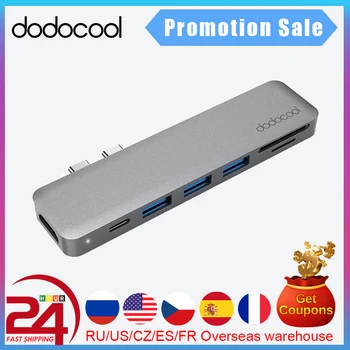 Dodocool Lydinio 7-in-1 USB Dual-C USB C HUB su 4K HD SD/TF Kortelių Skaitytuvas 3 USB 3.0 HUB 