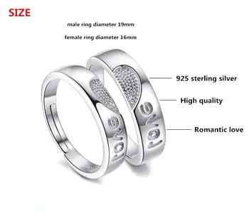 925 sterlingas sidabro romantiškas meilės laišką mėgėjams'couple žiedai, papuošalai moterims, vyrams piršto žiedas ne išnyks Kovos su alergija pigiai