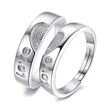 925 sterlingas sidabro romantiškas meilės laišką mėgėjams'couple žiedai, papuošalai moterims, vyrams piršto žiedas ne išnyks Kovos su alergija pigiai