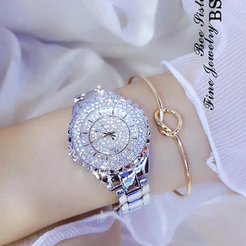 Mados Moterų Laikrodžiai Deimantų Akmens Suknelė Žiūrėti Prabangos Ponios Aukso Žiūrėti reloj de mujer Nerūdijančio Plieno Juosta Kvarcinis Laikrodis