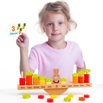 Logwood Mediniai Ankstyvojo Lavinimo Žaislai Mielas Triušis Balansas Numeris Skaičiavimo Skaičiavimo Žaislas Darželį, Interaktyvus Žaislas Vaikams