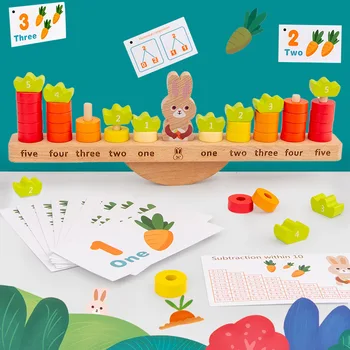 Logwood Mediniai Ankstyvojo Lavinimo Žaislai Mielas Triušis Balansas Numeris Skaičiavimo Skaičiavimo Žaislas Darželį, Interaktyvus Žaislas Vaikams