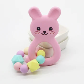 Silikono Teether Kūdikių Apyrankę Gyvūnų Triušio Formos Papuošalai Kramtyti Maisto Kokybės Silikono Granulių Barškučių Žaislai Naujagimiams