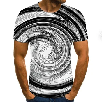 Vasaros Mados Spalvinga 3D Spausdinimo trumpomis Rankovėmis vyriški T-Shirt Vasaros Atsitiktinis Apvalios Kaklo marškinėliai Įdomus Sukasi Modelis Gatvės Krešulys