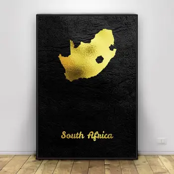 Aukso Žemėlapį, Pietų Afrika, Drobės, Sienos Menas Spausdinti Modernus Plakatas Sienos Nuotraukas Kambarį Dekoro