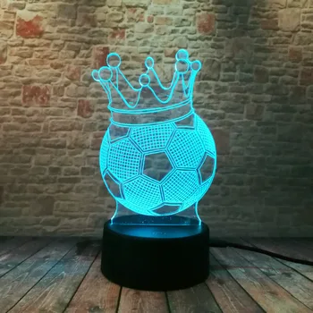 Creative 3D Imperijos Karūną Futbolo iliuzija Lempa LED Naktinis Apšvietimas Naujovė Nuotaika Vaizdo Atmosfera Šalis Lempos Vaikų Žaislai Dekoras