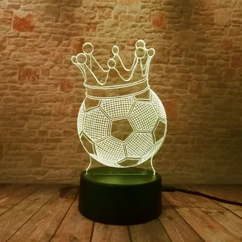 Creative 3D Imperijos Karūną Futbolo iliuzija Lempa LED Naktinis Apšvietimas Naujovė Nuotaika Vaizdo Atmosfera Šalis Lempos Vaikų Žaislai Dekoras