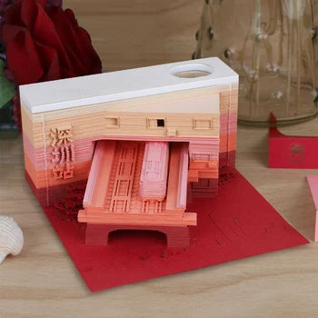 Naujas Atvykimo Custom Design galimas Popieriaus Iškirpti Amatų Metro Pelėsių Stiliaus 3D Memo Pad su Akrilo Dėžutės ir Dovanų Dėžutėje