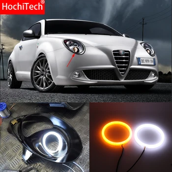 Už Alfa Romeo Mito 2008 - Balta ir Gintaro Dual spalvos Medvilnės LED Angel eyes kit halo žiedas DRL Posūkio signalo lemputė