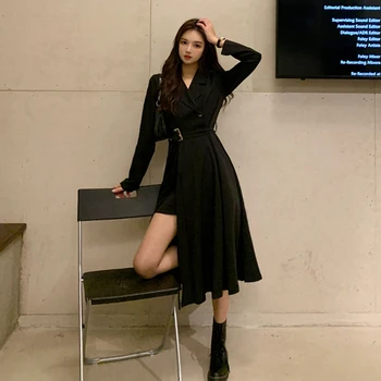Juodos spalvos Gotikos Suknelė Nereguliarus Harajuku Derliaus Vidutinio ilgio Seksualus Kostiumas Suknelės Moterims 2020 Elegantiškas Biuras Drabužius Cosplay