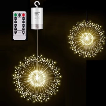 LED Fejerverkų Šviesos Girlianda Starburst Žibintai Varinės Vielos Pasakų String Light su Nuotolinio 8 Režimai Kabo Lempa Kalėdinis vakarėlis