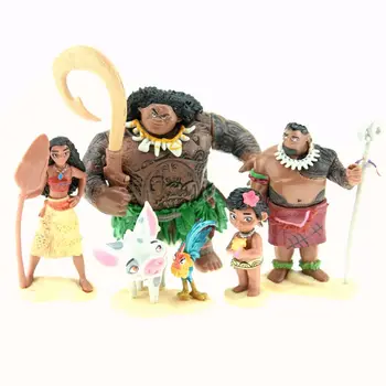 Disney Princesė Žaislai, 5vnt/Set 5-10cm Moana Maui Heihei Waialik Vyriausiasis Tui Pvc Veiksmų Skaičius, Kolekcines, Modelis Lėlės, Žaislai