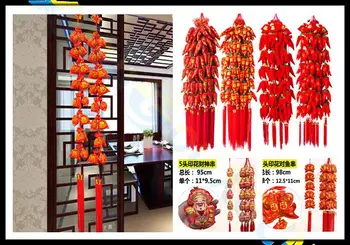 Pavasario Šventė, Kinų mazgų fejerverkai raudonos paprikos string pakabučiai ornamentu šalies patalpų išdėstymas Chinease naujieji metai apdaila
