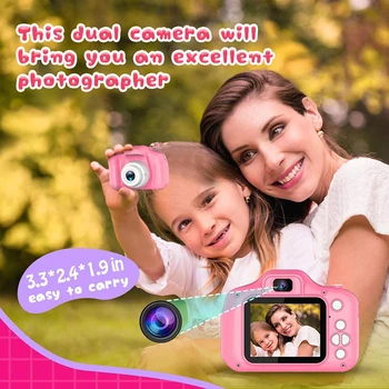 Vaikų Fotoaparato Atnaujinti Pikselių Vaikams Gimtadienio Dovana Šeimai HD Skaitmeninė vaizdo Kamera Mergaitė Berniukas Intelektinės Žaislas Lauko Nešiojamų SLR