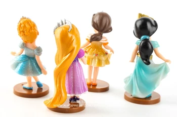 Disney Princesė snieguolė Rapunzel Jazminų Manau bell Bella Ariel 9cm 6pcs/set Veiksmų Skaičius, Anime Mini Statulėlės Žaislo modelis dovana