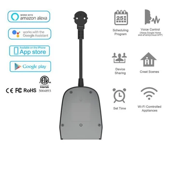 Wifi Smart Power Strip Lauko ES kištukinis Adapteris, Elektros kištukiniai Lizdai, Neperpučiamas Nuotolinę darbo Alexa 