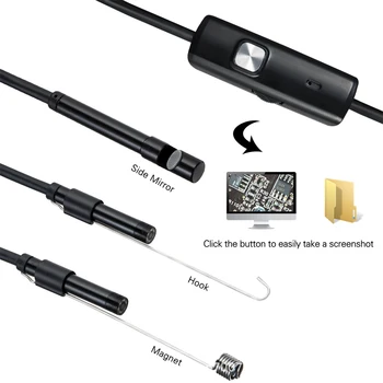 1pc 7mm/5.5 mm 1M Endoskopą Mirco USB 2m 6LED Endoskopą Kamera, Android Vandeniui Dujotiekio PCB PC Tikrinimo Mini Kamera