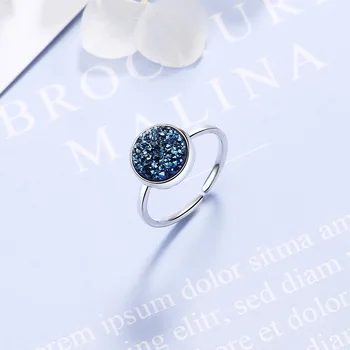925 Sterlingas Sidabro Prabanga Gamtos Mėlyna Kristalų Moterų Vestuvių Žiedai Originalūs Papuošalai Moterims Atidaryti Žiedas Niekada Išnyks Mergaitės