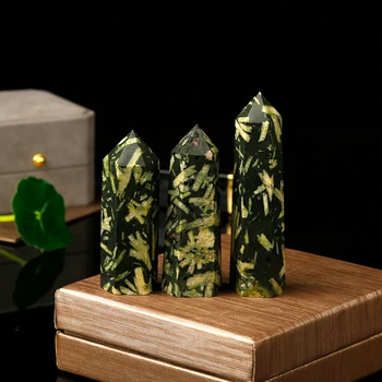1PC Gamtos Chrizantemų akmens šešiakampio krištolo taško aukštos kokybės namų mineralinių šiaurės lentynos namų decoracion hogar moderno gif