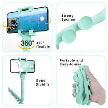Bendable Lankstus Selfie Klijuoti Vandeniui Nešiojamą Išmaniųjų Telefonų Monopodzie, Stovo, Trikojo Stovo Siurbtukas Bluetooth Nuotolinio Telefono
