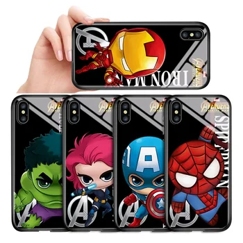 IPhone 12 11 Pro X XR XS SE 2020 Animacinių filmų Avenger Superhero Ironman žmogus-Voras Stiklo Atveju iPhone 6 6S 7 8 Padengti